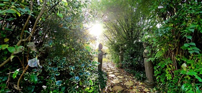 Stehender Buddha im Gegenlicht